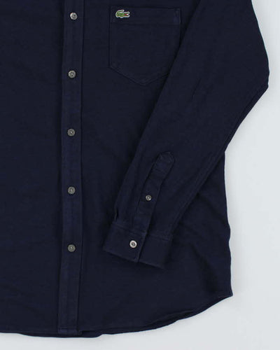 Lacoste Button Up Long Sleeve Navy Polo Shirt - M