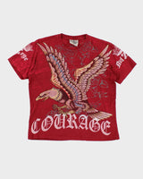 Y2k 00s Bulzeye Eagle Rhinestone Red T-shirt - M