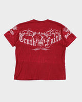 Y2k 00s Bulzeye Eagle Rhinestone Red T-shirt - M