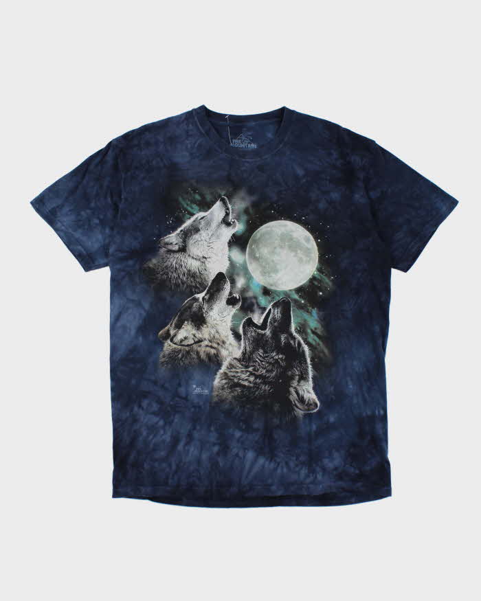 Y2k 00s Blue Wolf T-shirt - L