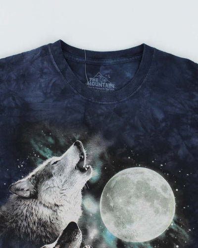 Y2k 00s Blue Wolf T-shirt - L