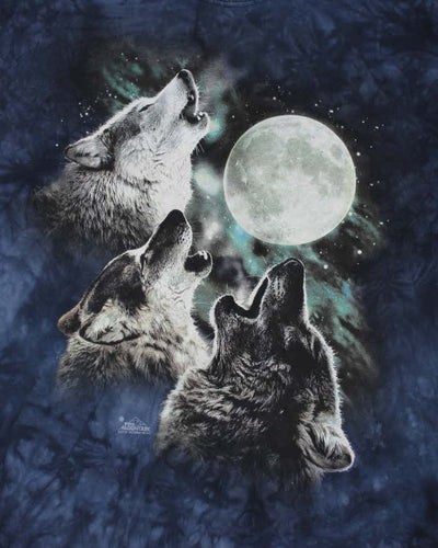 Y2k 00s Blue Wolf T-shirt - L
