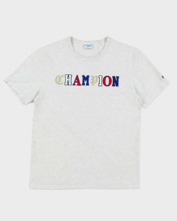 Vintage Champion Grey Spell Out T-shirt - M
