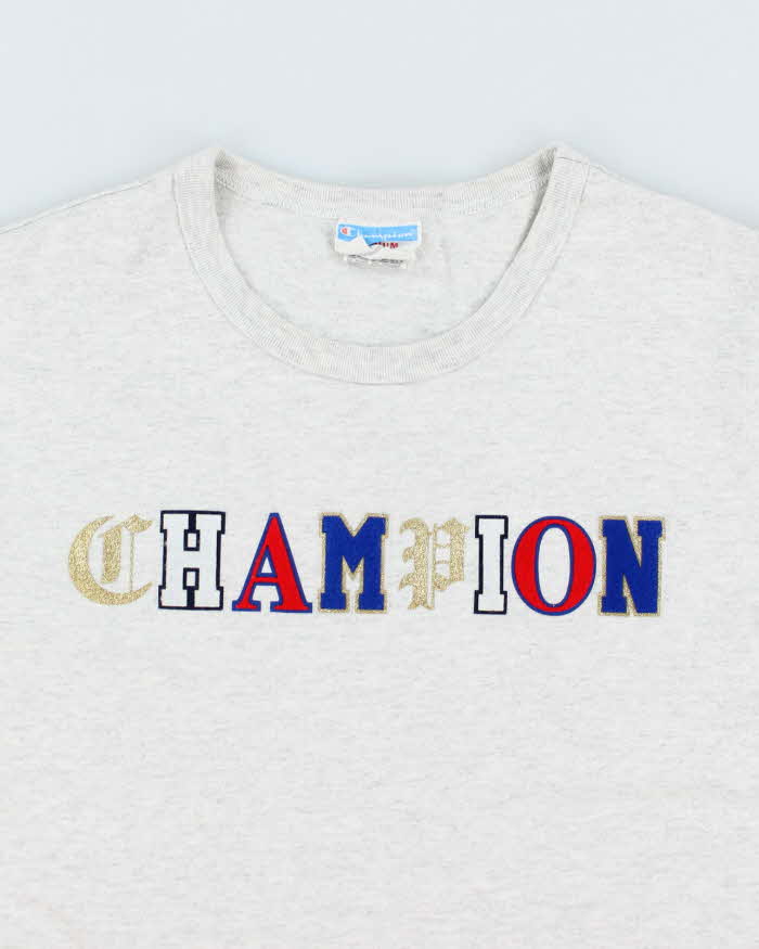 Vintage Champion Grey Spell Out T-shirt - M