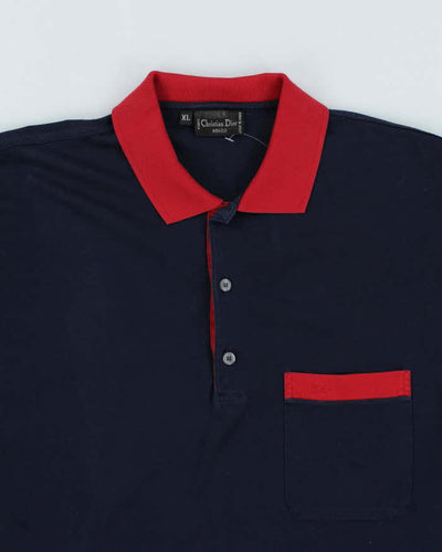 Vintage Christian Dior Navy Polo Shirt - XL