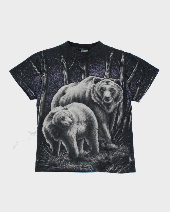Vintage 90's All Over Print Bear Animal T-Shirt - M