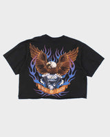 Vintage 90s Cropped Eagle Biker T-Shirt - M