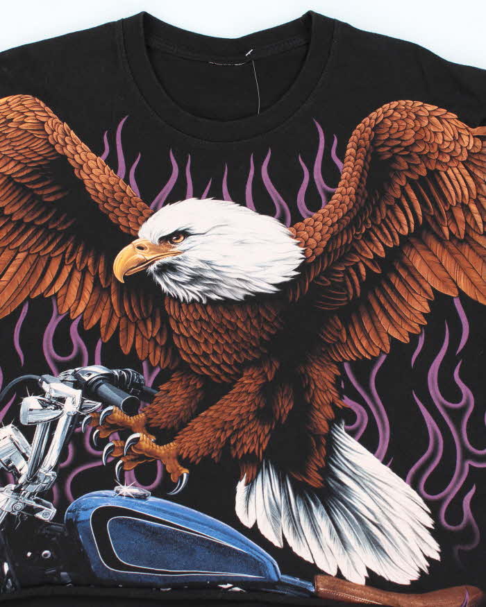 Vintage 90s Cropped Eagle Biker T-Shirt - M