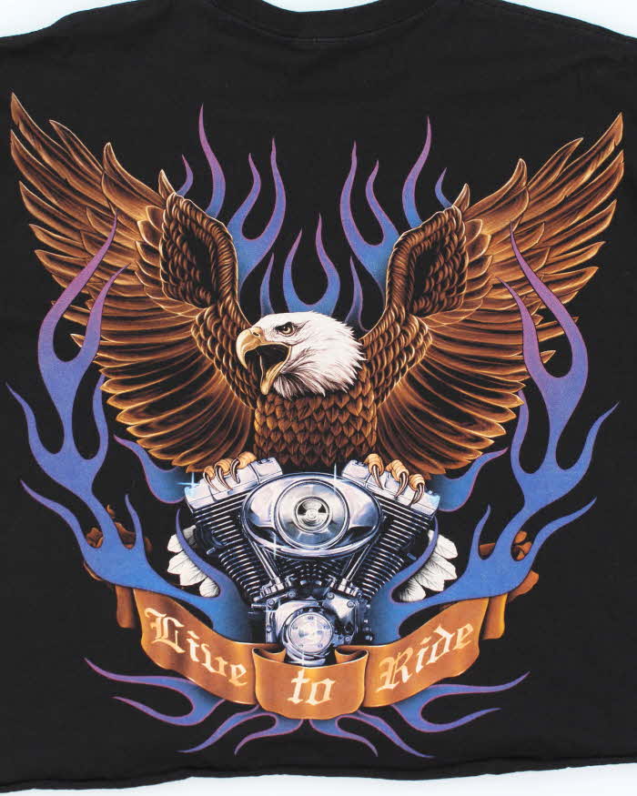 Vintage 90s Cropped Eagle Biker T-Shirt - M
