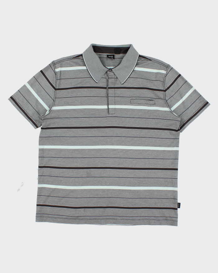 Hugo Boss Grey Stripe Polo Shirt - XL