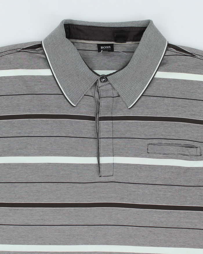 Hugo Boss Grey Stripe Polo Shirt - XL