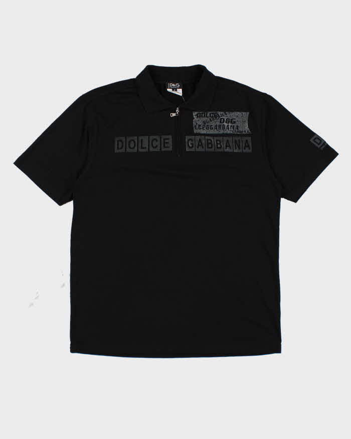Dolce &amp; Gabbana Black Zip Up Polo Shirt - L