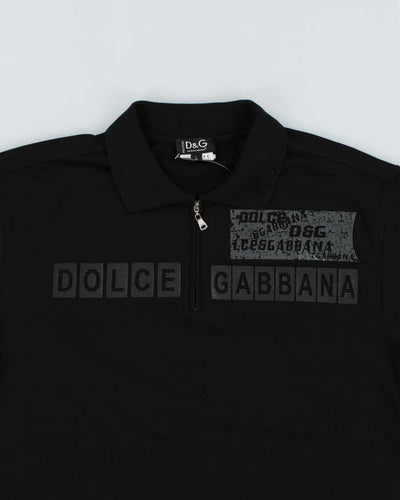 Dolce & Gabbana Black Zip Up Polo Shirt - L