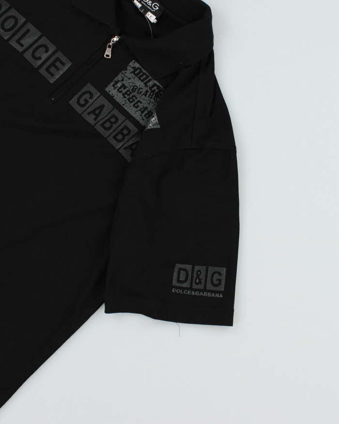 Dolce &amp; Gabbana Black Zip Up Polo Shirt - L