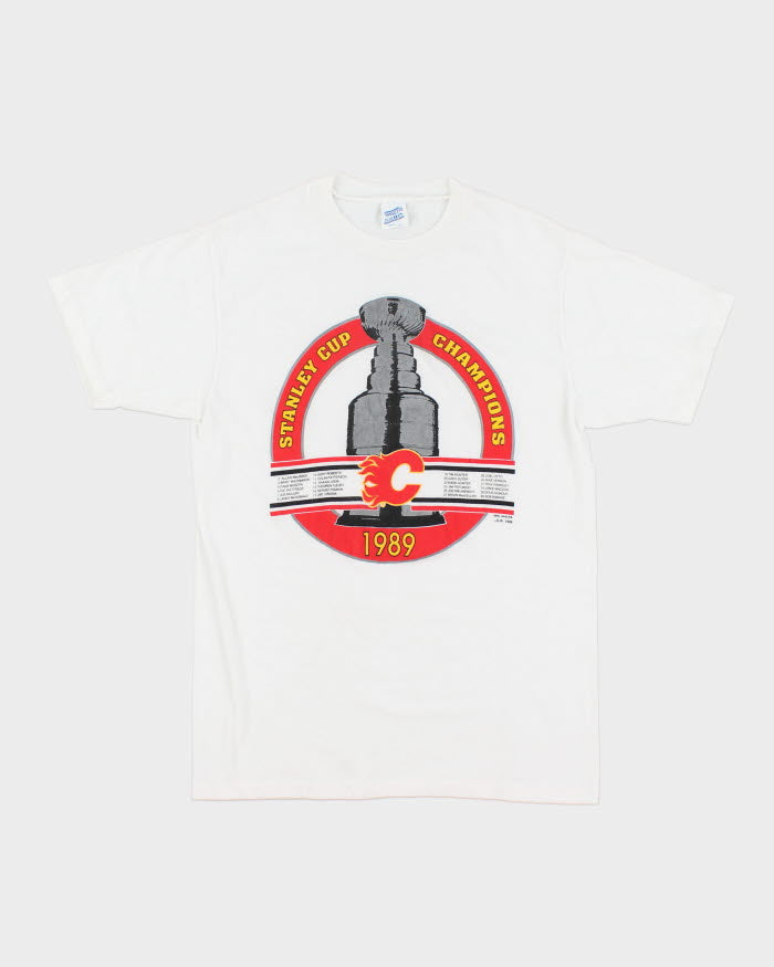 Vintage 80's Calgary Flames Stanley Cup Champions T-Shirt - L