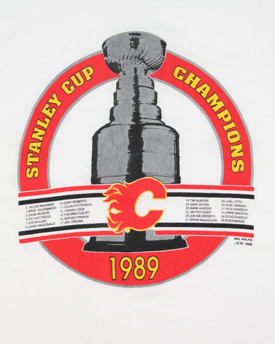 Vintage 80's Calgary Flames Stanley Cup Champions T-Shirt - L
