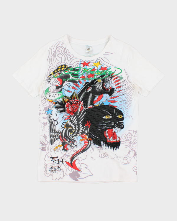 Vintage Ed Hardy Sequined Graphic T-Shirt - L