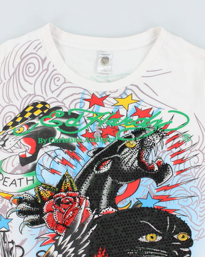 Vintage Ed Hardy Sequined Graphic T-Shirt - L