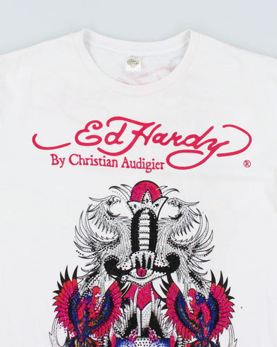 Vintage Y2K Ed Hardy Sequined Graphic T-Shirt - L