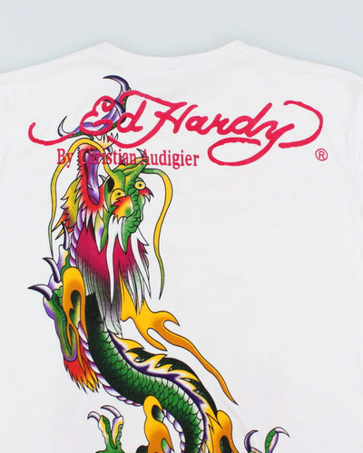 Vintage Y2K Ed Hardy Sequined Graphic T-Shirt - L