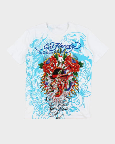 Vintage Y2K Ed Hardy Sequined Graphic T-Shirt - XL