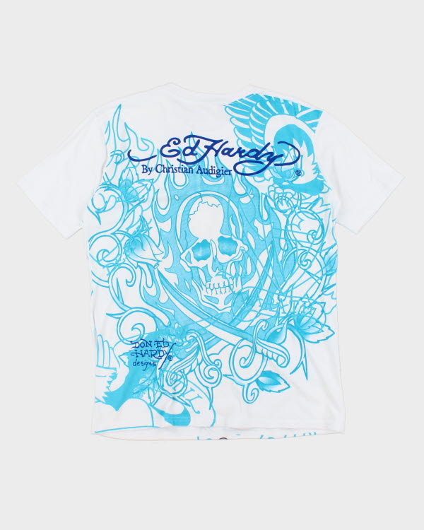 Vintage Y2K Ed Hardy Sequined Graphic T-Shirt - XL
