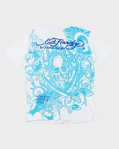 Vintage Y2K Ed Hardy Sequined Graphic T-Shirt - XL