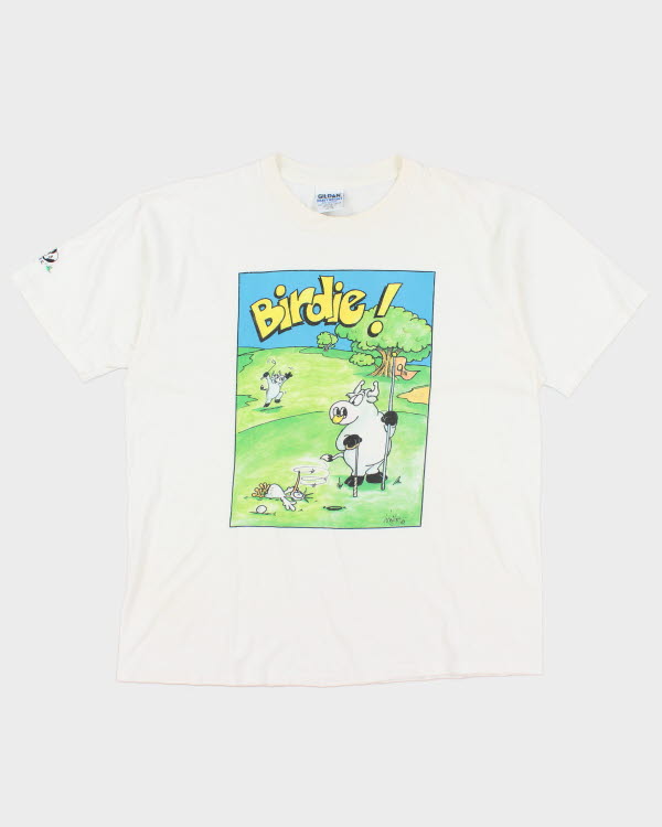 Vintage 90's Funny Cow Birdie Graphic T-Shirt - XL