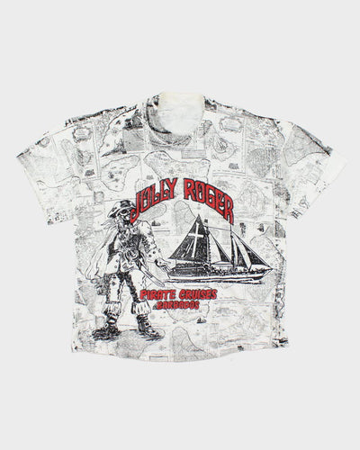 Y2k 00s Jolly Roger T-shirt - L
