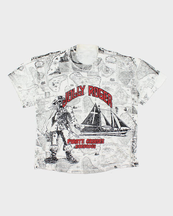 Y2k 00s Jolly Roger T-shirt - L
