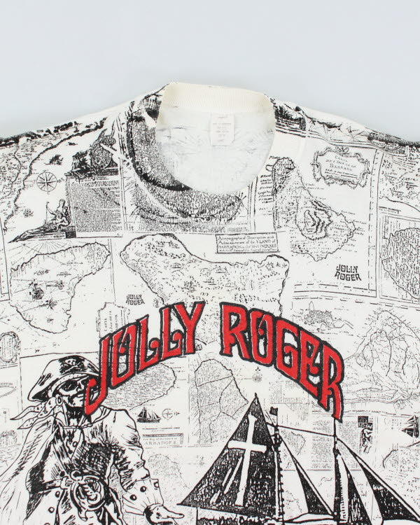 Y2k 00s Jolly Roger T-shirt - L