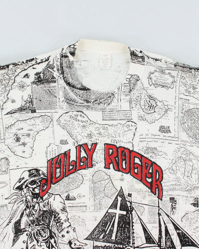 Y2k 00s Jolly Roger T-shirt - L