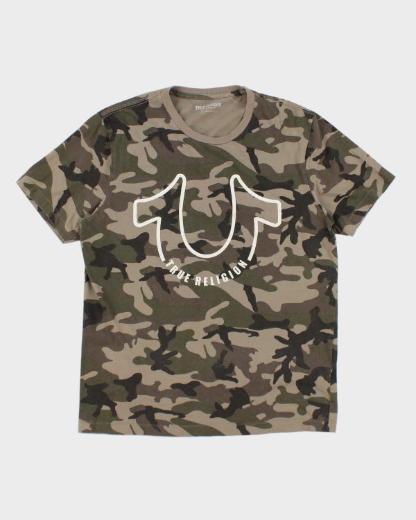 Vintage Y2K True Religion Camouflage T-Shirt - L