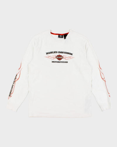 Vintage Harley Davidson Fire Logo Longsleeve T-Shirt - L