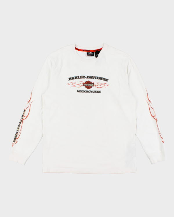 Vintage Harley Davidson Fire Logo Longsleeve T-Shirt - L