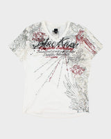 Vintage Y2K Gothic Style V Neck T-Shirt - L