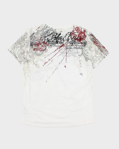 Vintage Y2K Gothic Style V Neck T-Shirt - L