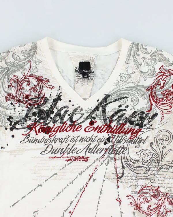 Vintage Y2K Gothic Style V Neck T-Shirt - L