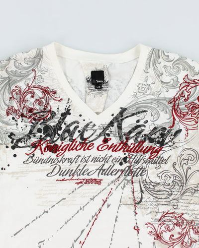 Vintage Y2K Gothic Style V Neck T-Shirt - L