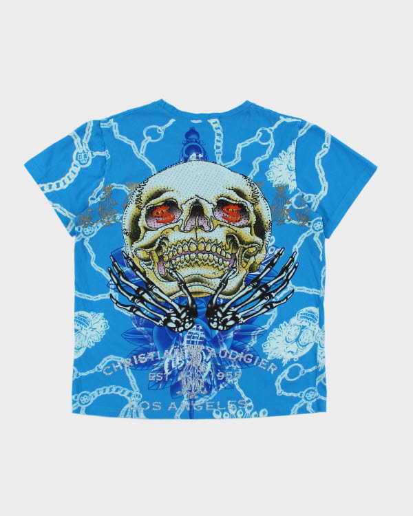 Y2k 00s Christian Audiger Rhinestone Graphic T-shirt - XL