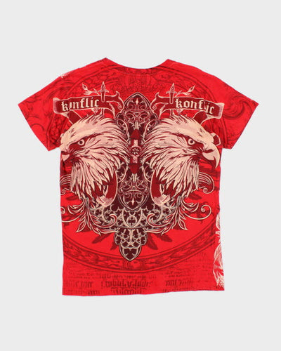 Vintage Y2K Konflic Gothic Print T-Shirt - S