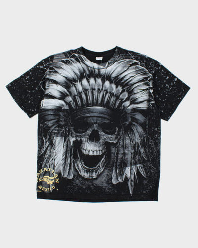 Vintage All Over Print Mexican Skull T-Shirt - XL