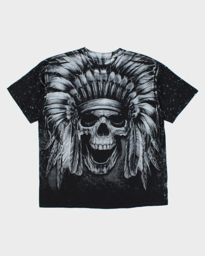 Vintage All Over Print Mexican Skull T-Shirt - XL