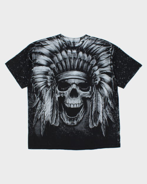 Vintage All Over Print Mexican Skull T-Shirt - XL