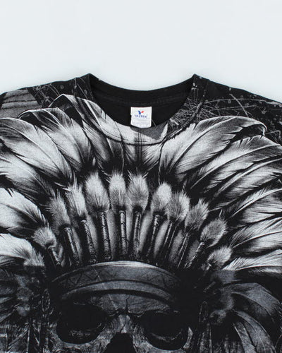 Vintage All Over Print Mexican Skull T-Shirt - XL