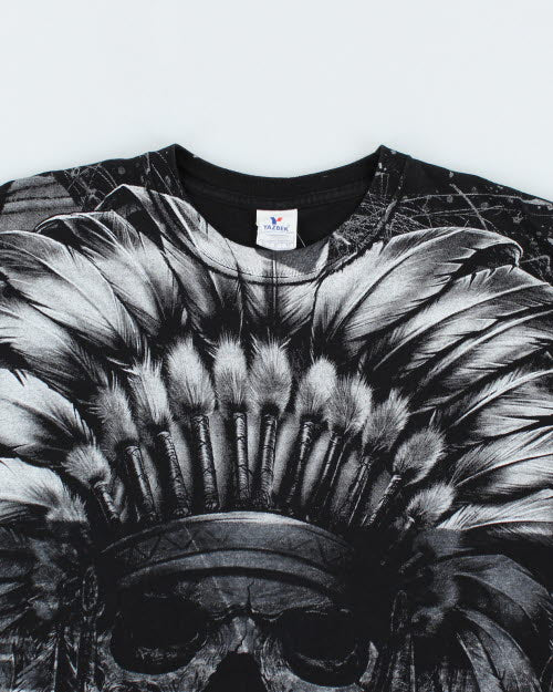 Vintage All Over Print Mexican Skull T-Shirt - XL