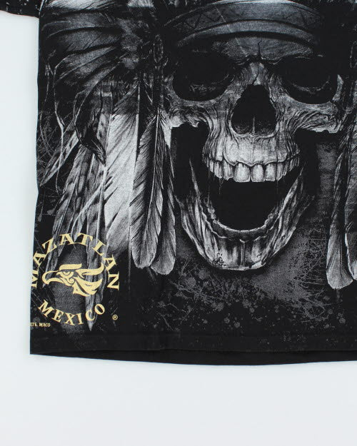 Vintage All Over Print Mexican Skull T-Shirt - XL