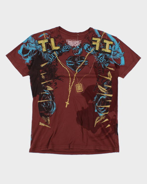 Vintage Y2K True Love False Idols V-Neck T-Shirt - XL