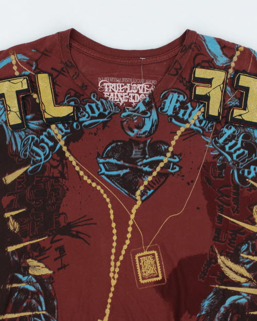 Vintage Y2K True Love False Idols V-Neck T-Shirt - XL