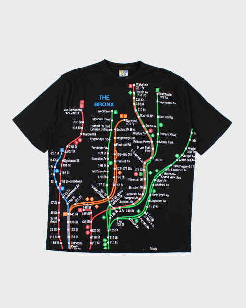 Vintage NYC Subway Lines Graphic T-Shirt - M
